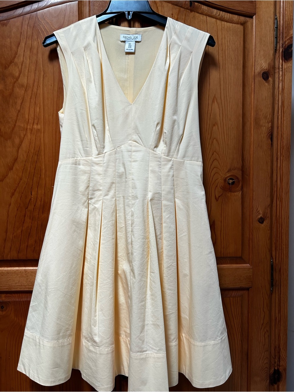 Rachel Zoe Butter Yellow Pleated V-Neck Party Dress